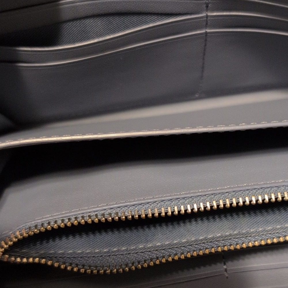 Coach Long Zip-Around Wallet Canvas Preloved Brown Blue Stylish - Picture 11 of 15